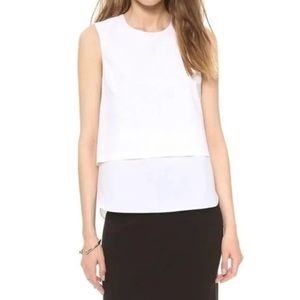 Theory White Hodal Layered Poplin Sleeveless Top